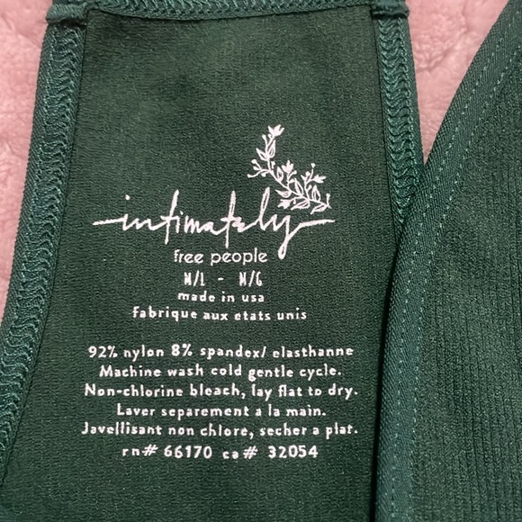 Intimately by Free People Move Along Green Ribbed Racerback Bodysuit sz M/L - Picture 4 of 5